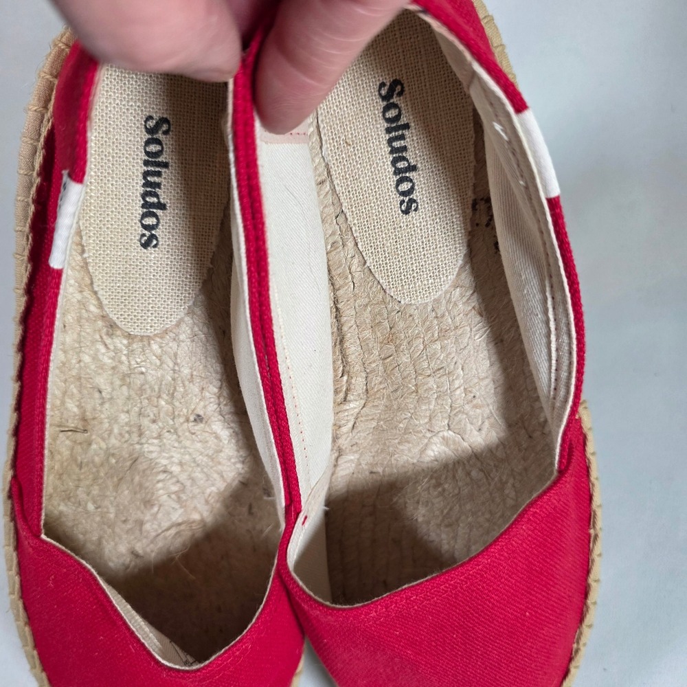 Soludos Dali Espadrille Womens 8.5 EU39 Red Canvas Slip-On Flats Shoes Beach - Picture 7 of 8